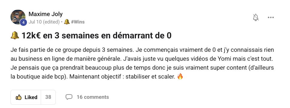 Témoignage Maxime — 12k€ en 3 semaines