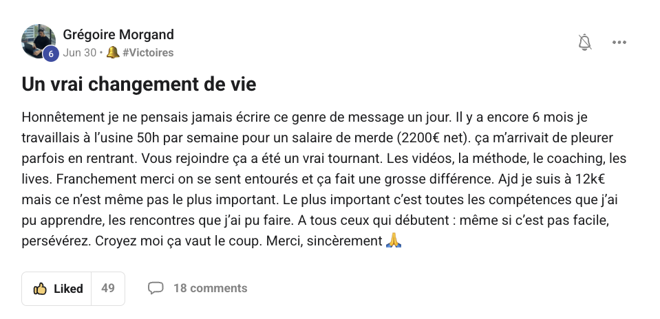 Témoignage Grégoire — Un vrai changement de vie